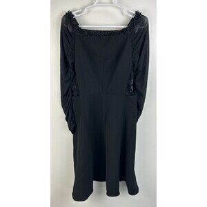 Pino Pizo Collection D. Fanni Beaded Midi Dress Women Sz Lg? Sheer Sleeves Black